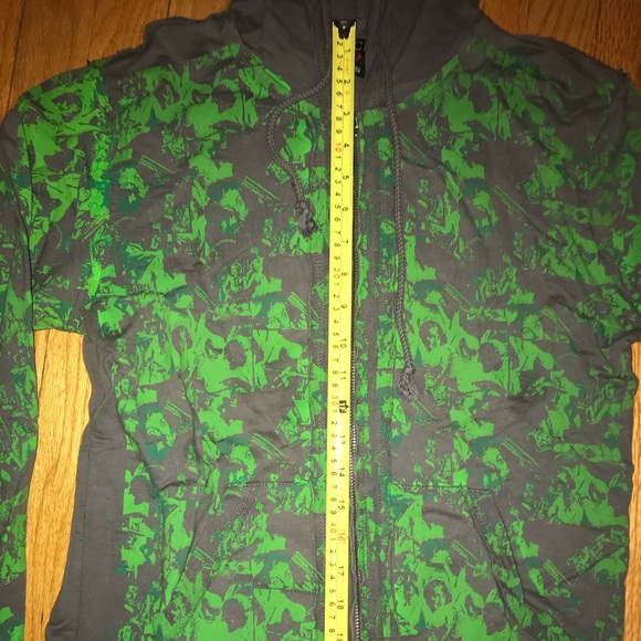 BCE Small Hot Topic men’s Hoodie gray Green emo night zumies comic abstract - Picture 4 of 7